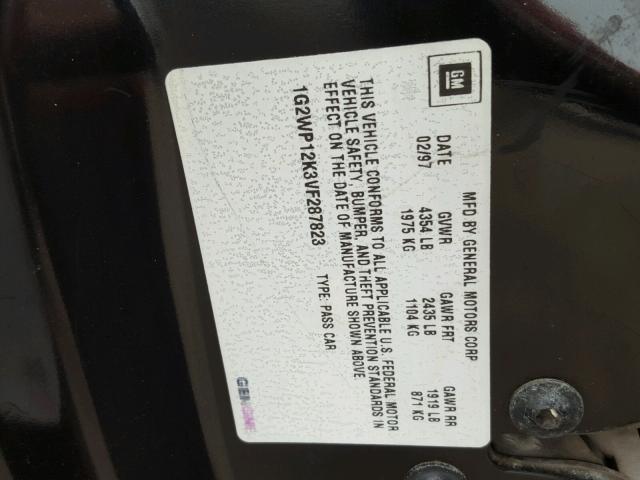 1G2WP12K3VF287823 - 1997 PONTIAC GRAND PRIX Чорний фото 10