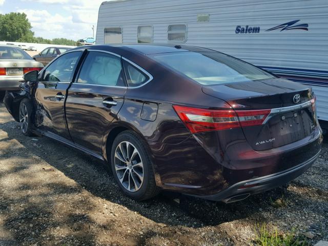 4T1BK1EB3JU265424 - 2018 TOYOTA AVALON XLE MAROON photo 3
