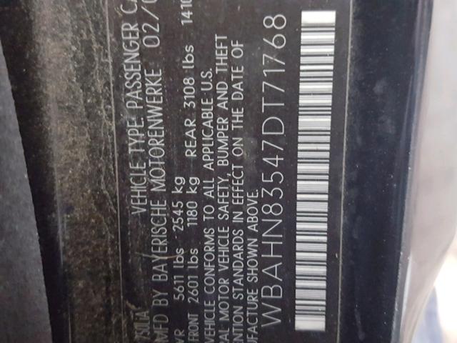 WBAHN83547DT71768 - 2007 BMW 750 BLACK photo 10