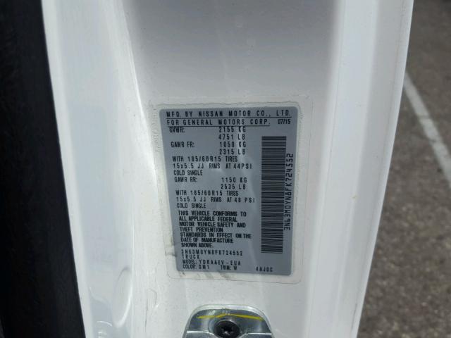 3N63M0YN8FK724552 - 2015 CHEVROLET CITY EXPRE WHITE photo 10