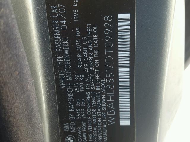 WBAHL83517DT09928 - 2007 BMW ALPINA B7 ნაცრისფერი ფოტო 10