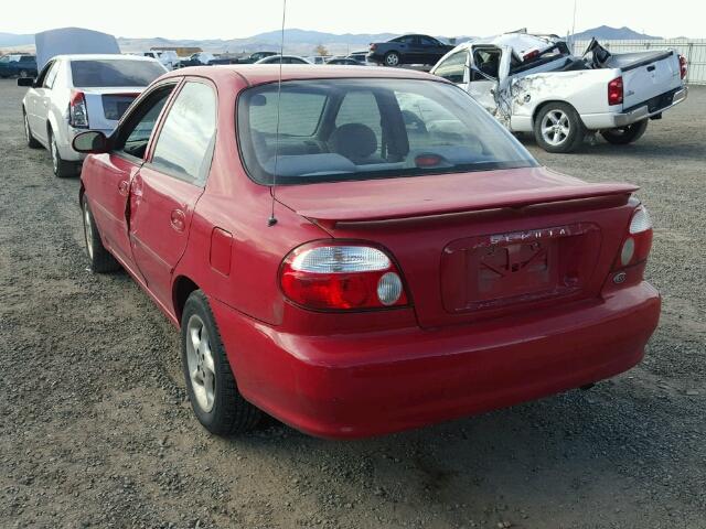 KNAFB1212Y5836369 - 2000 KIA SEPHIA RED photo 3