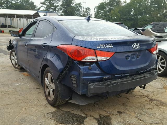 KMHDH4AE0DU622927 - 2013 HYUNDAI ELANTRA GL BLUE photo 3