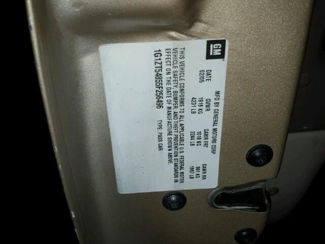 1G1ZT54855F256496 - 2005 CHEVROLET MALIBU LS ოქროსფერი ფოტო 10