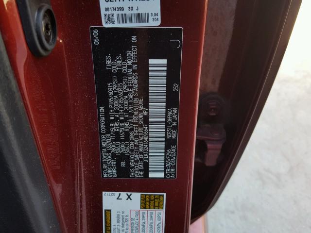 JTLKT324164096647 - 2006 TOYOTA SCION XB RED photo 10