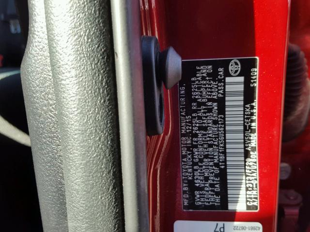 4T1BF1FK5GU562173 - 2016 TOYOTA CAMRY LE RED photo 10