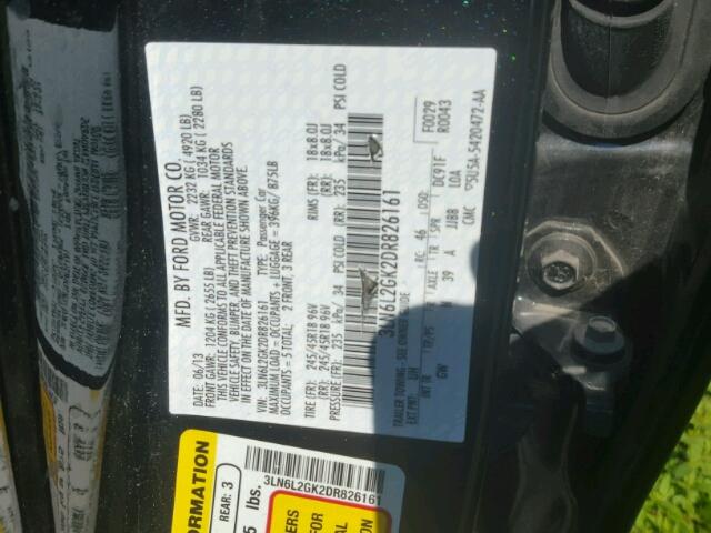 3LN6L2GK2DR826161 - 2013 LINCOLN MKZ Սև լուսանկար 10