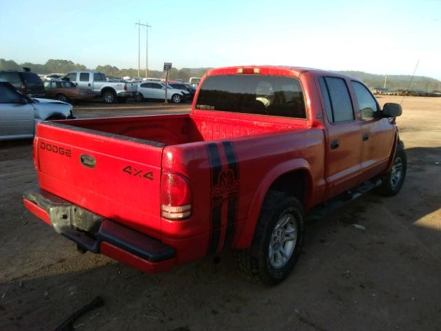 1B7GG2AN01S147389 - 2001 DODGE DAKOTA QUA RED photo 4