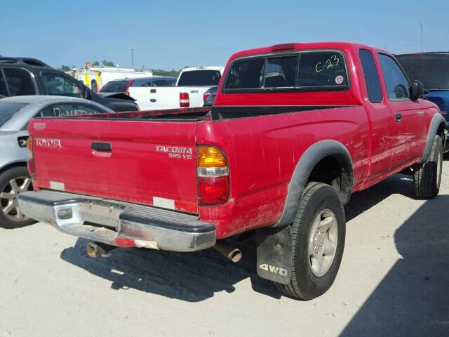 5TEWN72N01Z740758 - 2001 TOYOTA TACOMA XTR RED photo 4