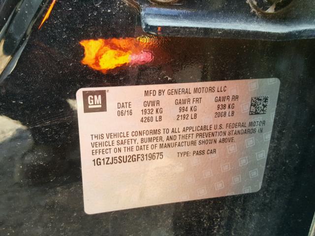 1G1ZJ5SU2GF319675 - 2016 CHEVROLET MALIBU HYB 黑色 照片 10