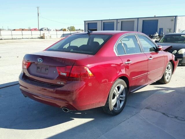 KNAGE224395335987 - 2009 KIA OPTIMA RED photo 4