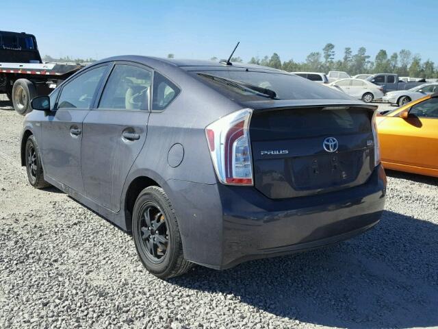 JTDKN3DU1C1606320 - 2012 TOYOTA PRIUS GRAY photo 3