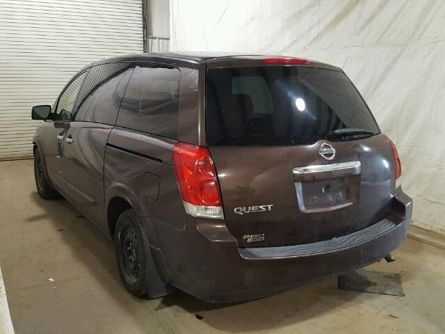 5N1BV28U87N135913 - 2007 NISSAN QUEST S BROWN photo 3