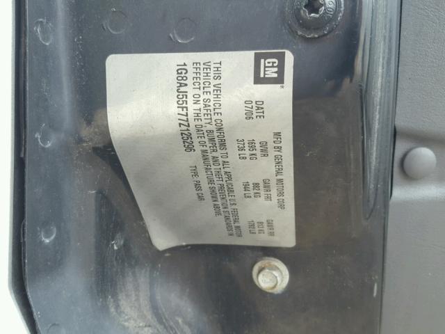 1G8AJ55F77Z125296 - 2007 SATURN ION LEVEL SILVER photo 10