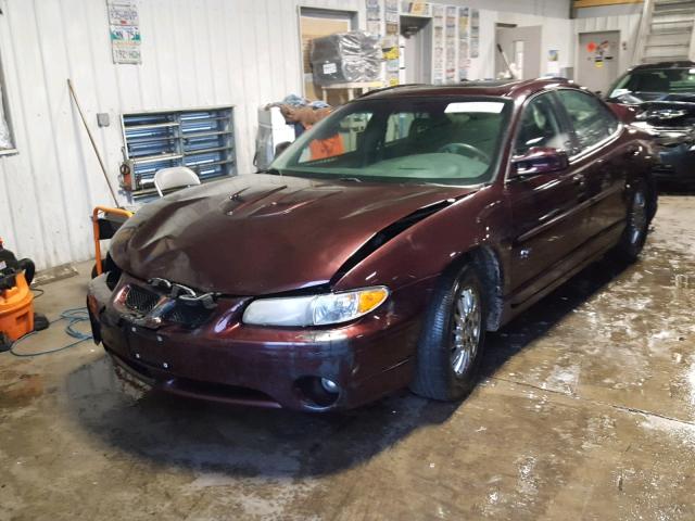 1G2WP52KX2F160733 - 2002 PONTIAC GRAND PRIX Темно-червоний фото 2