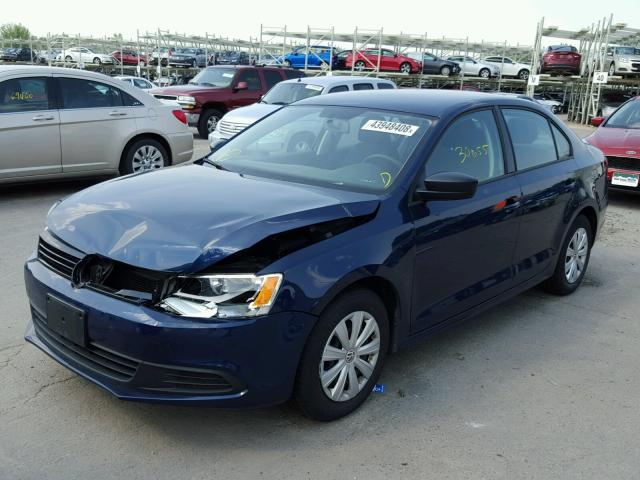 3VW2K7AJXEM313982 - 2014 VOLKSWAGEN JETTA BASE Կապույտ լուսանկար 2