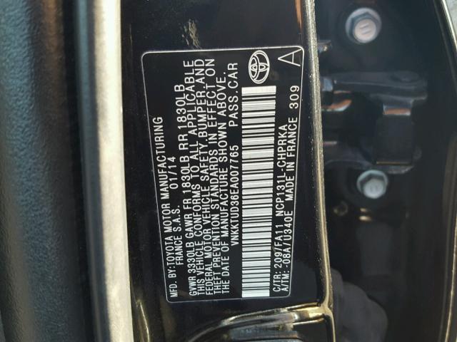 VNKKTUD36EA007765 - 2014 TOYOTA YARIS BLACK photo 10