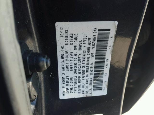 19UUA8F73CA028084 - 2012 ACURA TL GRAY photo 10