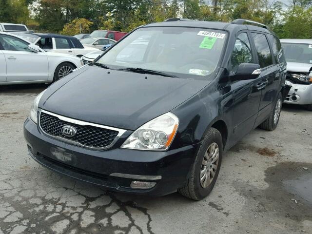 KNDMG4C7XE6543566 - 2014 KIA SEDONA LX BLACK photo 2