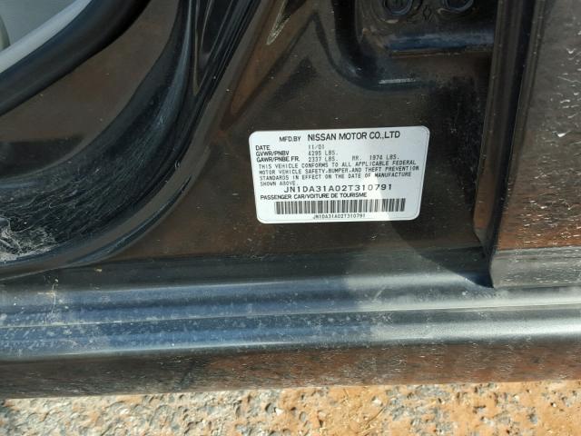 JN1DA31A02T310791 - 2002 NISSAN MAXIMA GRAY photo 10