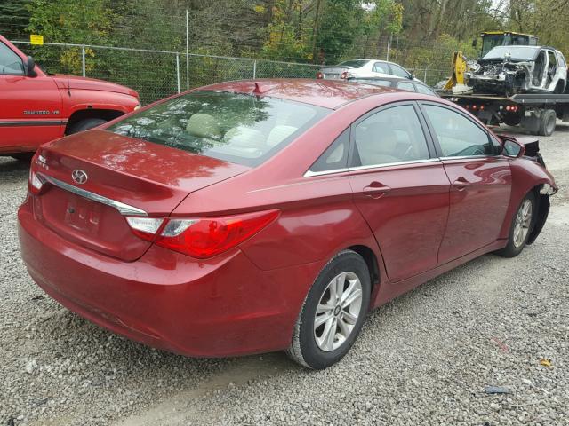 5NPEB4AC6DH766968 - 2013 HYUNDAI SONATA GLS RED photo 4