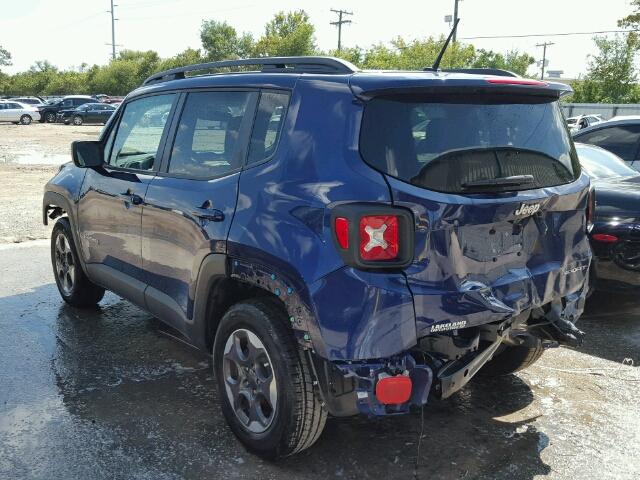 ZACCJAAT1GPE28513 - 2016 JEEP RENEGADE S BLUE photo 3