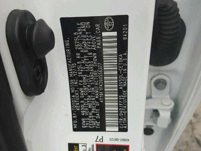 4T1BF1FK2GU556377 - 2016 TOYOTA CAMRY LE თეთრი ფოტო 10