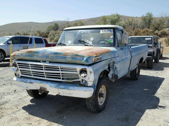 F11YRE96784 - 1969 FORD F-100 PU TURQUOISE photo 2