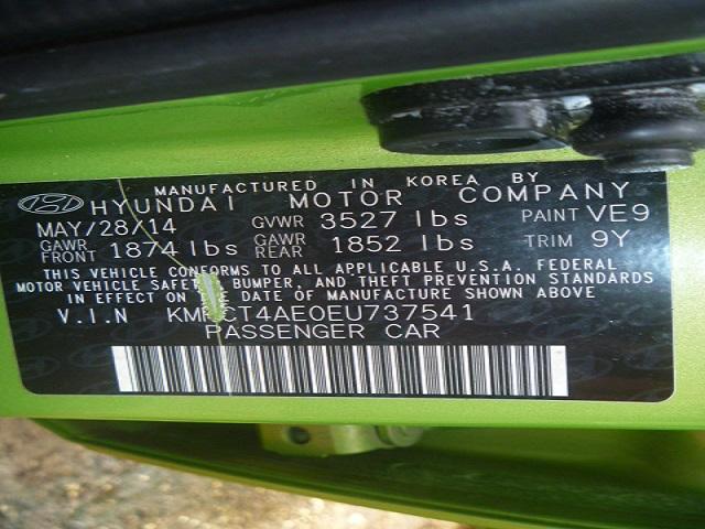 KMHCT4AE0EU737541 - 2014 HYUNDAI ACCENT GLS GREEN photo 10