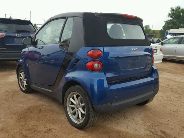 WMEEK31X88K108252 - 2008 SMART FORTWO PAS 蓝色 照片 3