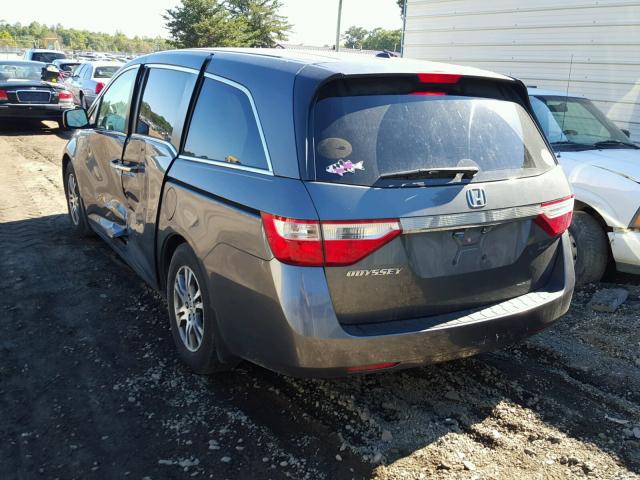 5FNRL5H60CB029623 - 2012 HONDA ODYSSEY EX GRAY photo 3