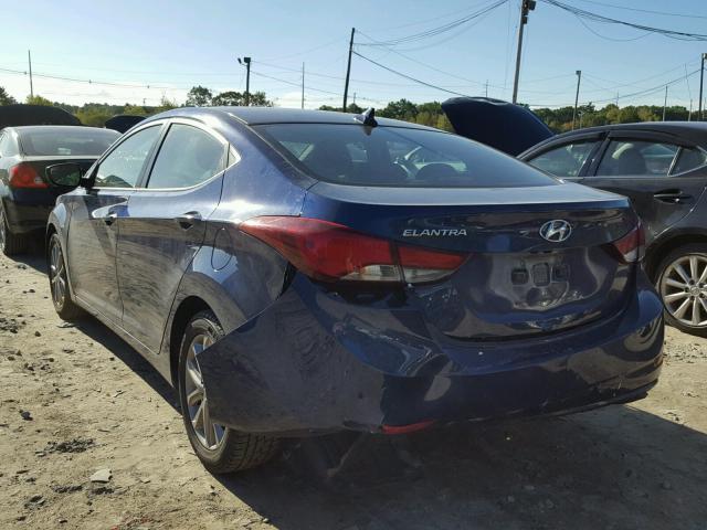 5NPDH4AE7FH629598 - 2015 HYUNDAI ELANTRA SE BLUE photo 3