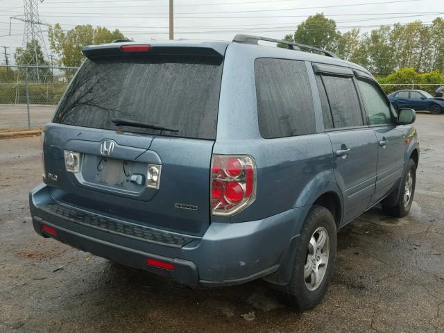 5FNYF18707B009057 - 2007 HONDA PILOT EXL BLUE photo 4