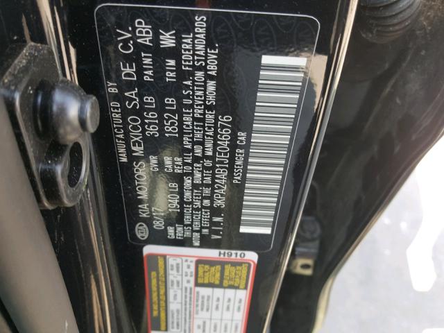 3KPA24AB1JE046676 - 2018 KIA RIO LX BLACK photo 10