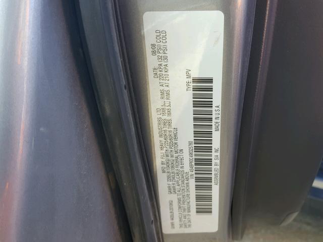 4S4BP60C496325760 - 2009 SUBARU OUTBACK BLACK photo 10