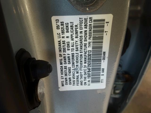 19XFB4F29DE003013 - 2013 HONDA CIVIC HYBR BLUE photo 10