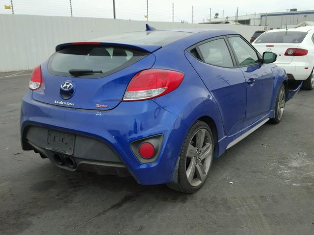 KMHTC6AE0DU160083 - 2013 HYUNDAI VELOSTER T BLUE photo 4