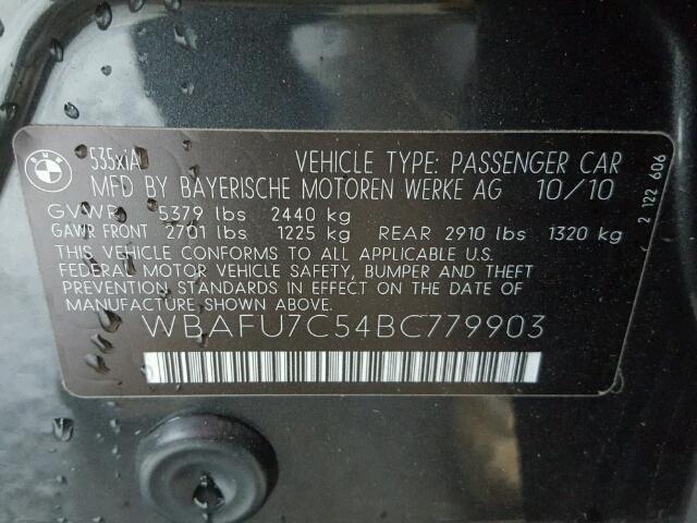 WBAFU7C54BC779903 - 2011 BMW 535 XI Grafito foto 10
