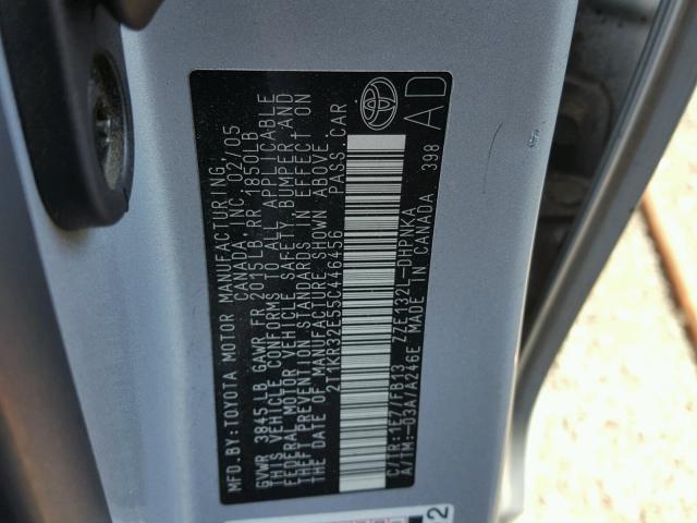 2T1KR32E55C446456 - 2005 TOYOTA MATRIX 银色 照片 10