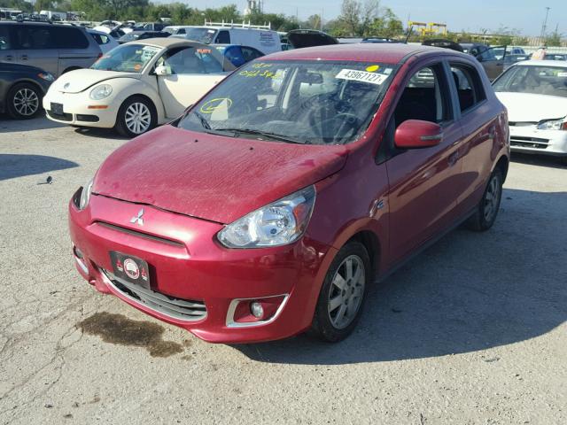 ML32A4HJ6FH042342 - 2015 MITSUBISHI MIRAGE ES RED photo 2