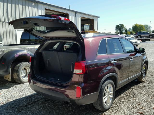 5XYKT4A60EG443292 - 2014 KIA SORENTO LX BURGUNDY photo 4