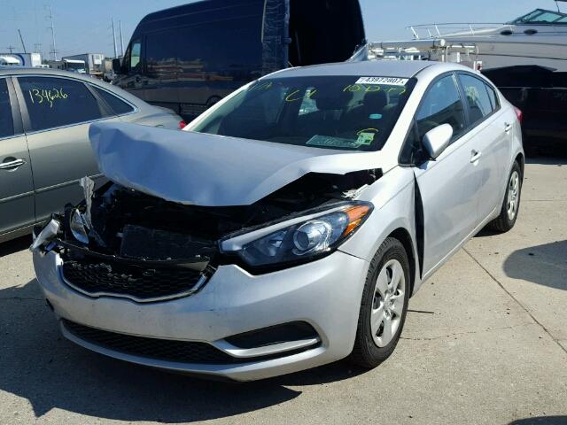 KNAFK4A66F5415167 - 2015 KIA FORTE LX SILVER photo 2