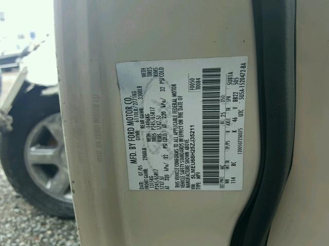 5LMEU68H25ZJ35211 - 2005 LINCOLN AVIATOR 米色 照片 10