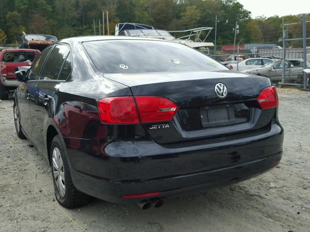 3VW2K7AJ0DM285186 - 2013 VOLKSWAGEN JETTA BASE BLACK photo 3