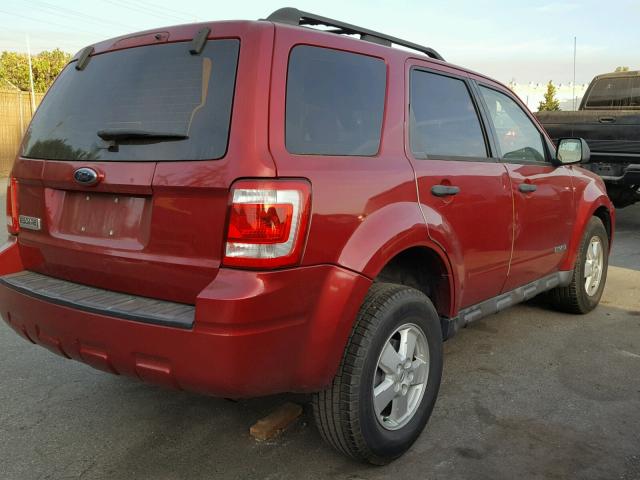 1FMCU02Z58KB66474 - 2008 FORD ESCAPE XLS RED photo 4