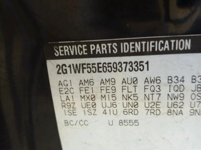 2G1WF55E659373351 - 2005 CHEVROLET IMPALA BLACK photo 10