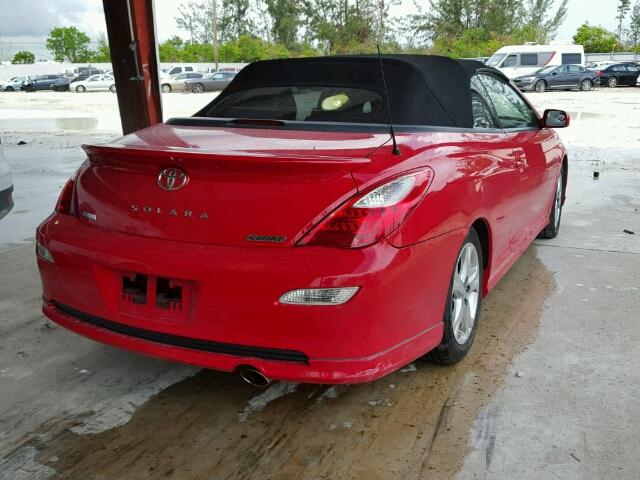 4T1FA38P87U119942 - 2007 TOYOTA CAMRY SOLA RED photo 4