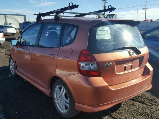 JHMGD38627S061313 - 2007 HONDA FIT S ORANGE photo 3