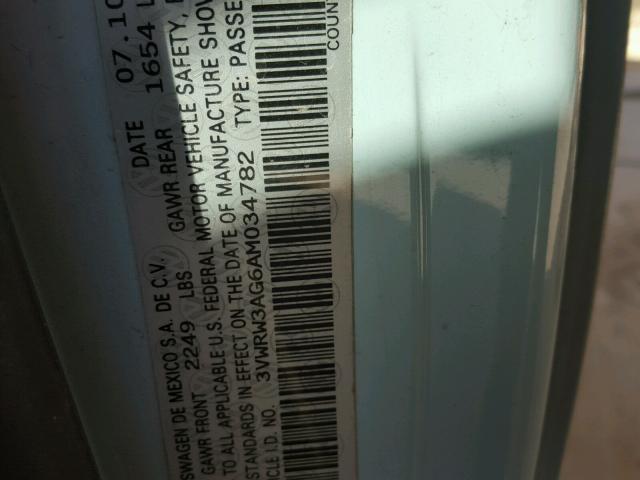 3VWRW3AG6AM034782 - 2010 VOLKSWAGEN NEW BEETLE ლურჯი ფოტო 10