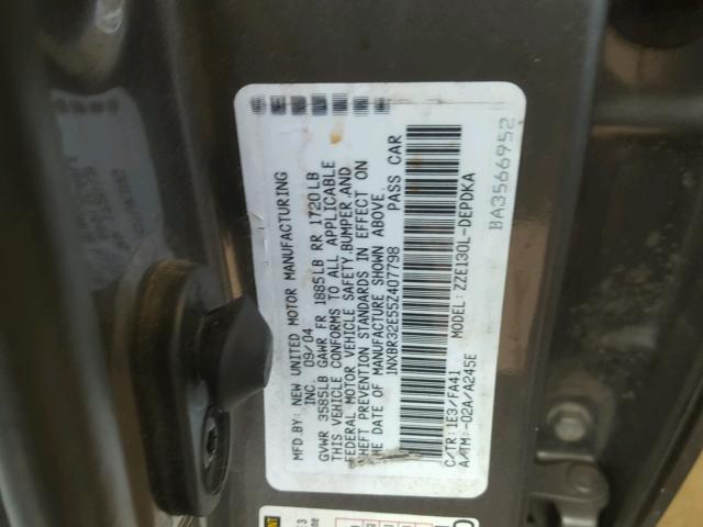 1NXBR32E55Z407798 - 2005 TOYOTA COROLLA CE GRAY photo 10